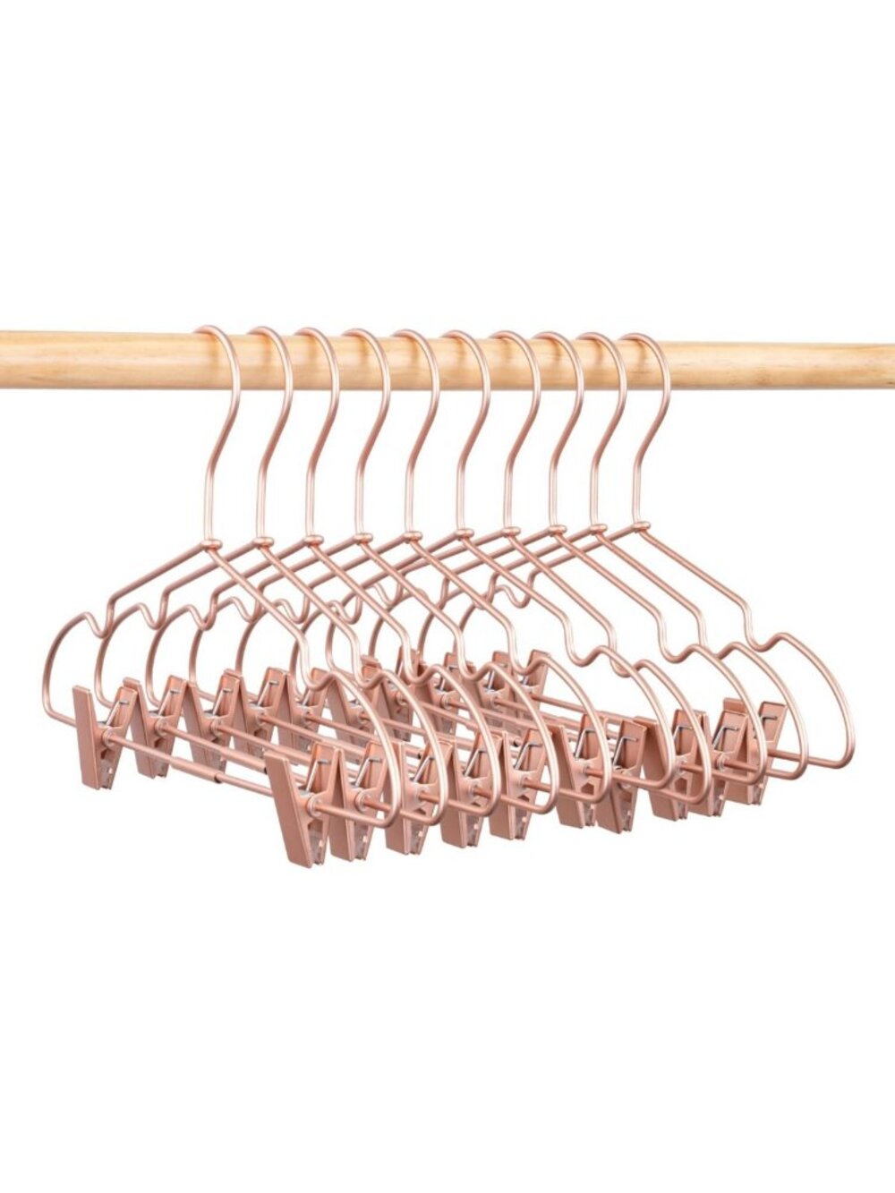 Rose Gold Metal Hangers for Baby Clothes - 12.5" Clips for Kids Pants & Storage